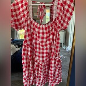 Red Checkered Women's Dress